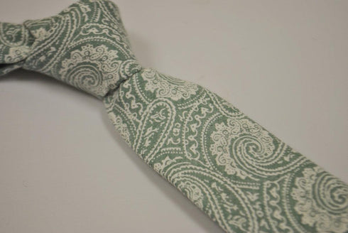 pale mint green paisley cotton tie